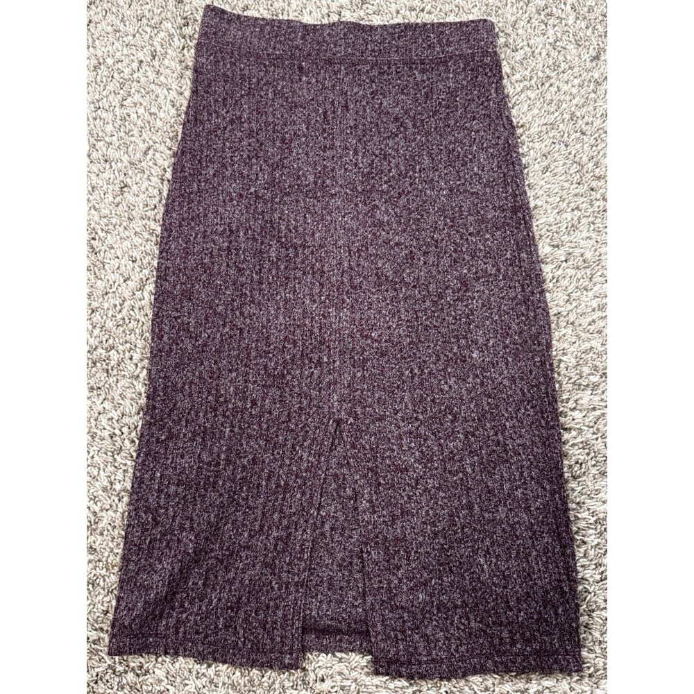 Wilfred Free Aritzia Women’s S Burgundy Marled Knit Midi Skirt Front Slit